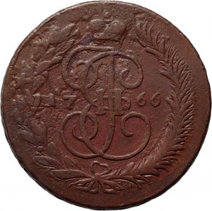 Rosja, Katarzyna II, 5 kopiejek 1766 EM, Jekaterinburg