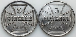 OST, 3 kopějky 1916 J, Hamburk, 3 kopějky 1916 A, Berlín