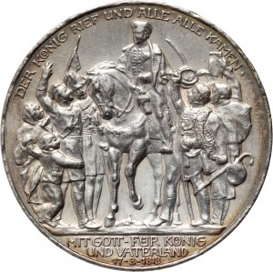 Niemcy, Prusy, Wilhelm II, 3 marki 1913 A, Berlin, 100-lecie Bitwy pod Lipskiem