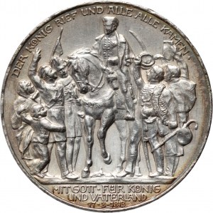 Allemagne, Prusse, Guillaume II, 3 marks 1913 A, Berlin, 100e anniversaire de la bataille de Leipzig