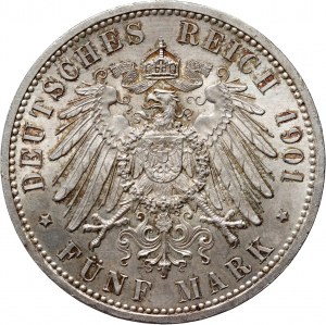 Allemagne, Prusse, Guillaume II, 5 marks 1901, Berlin, 200e anniversaire de la Prusse