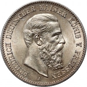 Nemecko, Prusko, Frederick III, 2 marky 1888 A, Berlín