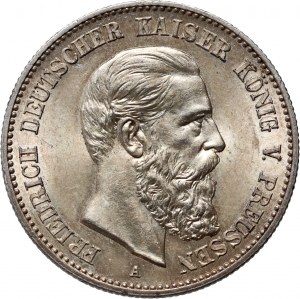 Allemagne, Prusse, Frédéric III, 2 marks 1888 A, Berlin