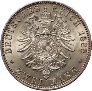 Německo, Prusko, Frederick III, 2 marky 1888 A, Berlín