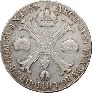 Rakúsko, Holandsko, Francis II, 1 kronenthaler 1797 B, Kremnica