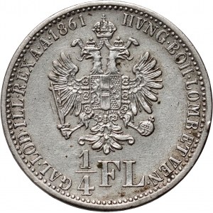 Autriche, François-Joseph Ier, 1/4 florin 1861 V, Venise