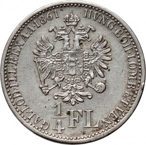 Austria, Francesco Giuseppe I, 1/4 di fiorino 1861 V, Venezia