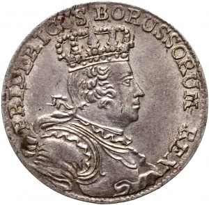 La Silésie sous la domination prussienne, Frédéric II, six pence 1756 B, Wrocław