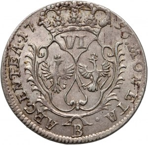 Slesia sotto la dominazione prussiana, Federico II, sei pence 1756 B, Wrocław