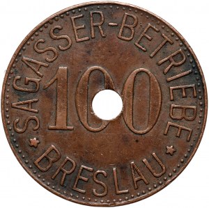 Wrocław (Breslau), Sagasser-Bertriebe, Wilhelm Sagasser, ristoranti, gettone per 100 fenigs