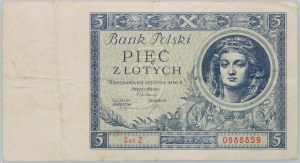 II RP, 5 zl. 02.01.1930, vzácná jednopísmenná série Z.