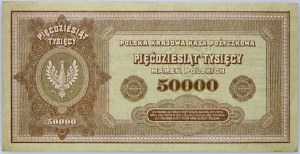 II RP, 50000 polských marek 10.10.1922, série X