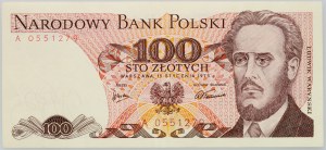 PRL, 100 zlotých 15.1.1975, vzácná první série A