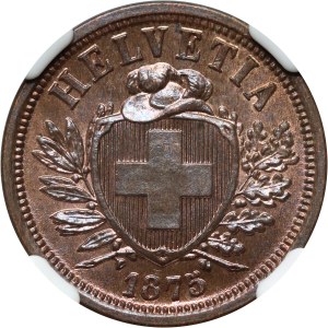 Švajčiarsko, 2 rappen 1875 B, Bern