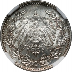 Německo, Wilhelm II, 1/2 značky 1908 D, Mnichov