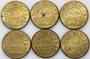 Opole, Sparkasse BODE-PANZER A.G, set of 6 bank tokens for armored cash registers