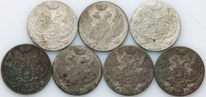 Ruské dělení, Mikuláš I., sada mincí 10 grošů 1840 MW, Varšava (7 kusů)