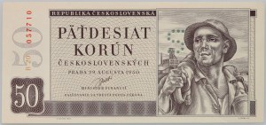 Tchécoslovaquie, 50 couronnes 29.08.1950, spécimen
