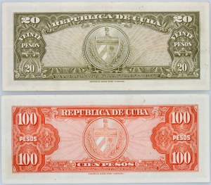 Kuba, 20 pesos 1958 +100 pesos 1959