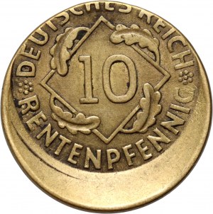 Germany, 10 Rentenpfennig 1924 A, Berlin, MINT ERROR