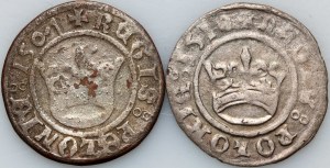 Sigismond Ier le Vieux, série de demi-pence datée de 1501-1510 (2 pièces)