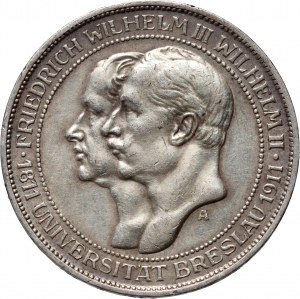 Germania, Prussia, Guglielmo II, 3 marchi 1911 A, Berlino, Università di Breslavia