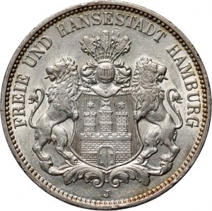 Deutschland, Hamburg, 3 Mark 1914 J