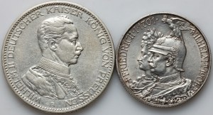 Germany, Prussia, Wilhelm II, 2 Mark 1901, 3 Mark 1914 A