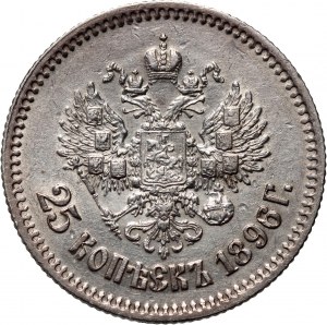 Rusko, Mikuláš II, 25 kopejok 1896, Petrohrad