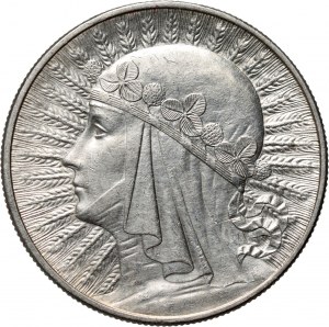 II RP, 10 zlotých 1933, Varšava, hlava ženy