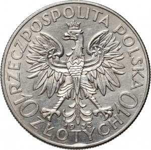 II RP, 10 Zloty 1933, Warschau, Kopf einer Frau