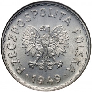 République populaire de Pologne, 1 zloty 1949, aluminium