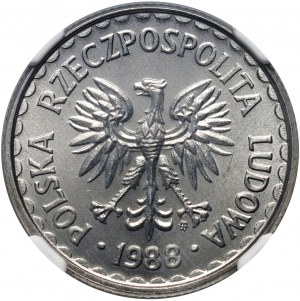 République populaire de Pologne, 1 zloty 1988, aluminium