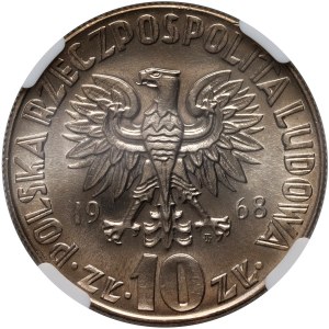 Polská lidová republika, 10 zlotých 1968, Mikuláš Koperník