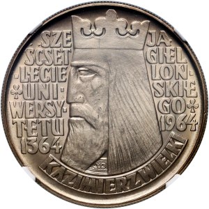 PRL, 10 zlotys 1964, Casimir le Grand, inscription en relief