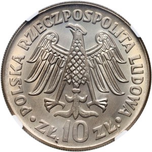 PRL, 10 zlotých 1964, Kazimír Veľký, reliéfny nápis