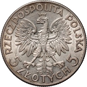 II RP, 5 zlotých 1933, Varšava, hlava ženy