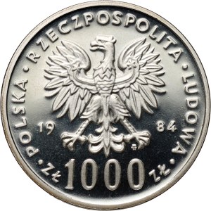 Repubblica Popolare di Polonia, 1000 zloty 1984, Protezione ambientale - Cigno, CAMPIONE