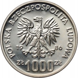 Polská lidová republika, 1000 zlotých 1986, Władysław I Łokietek, PRÓBA