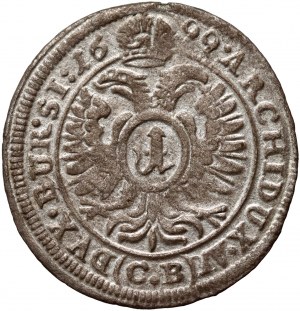 Silesia under Austrian rule, Leopold I, krajcar 1699 CB, Brzeg