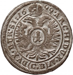 Sliezsko pod rakúskou vládou, Leopold I., krajcar 1699 CB, Brzeg