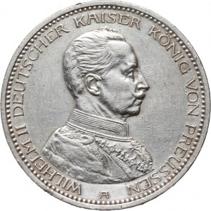 Německo, Prusko, Wilhelm II, 5 značek 1913 A, Berlín, 25. výročí vlády