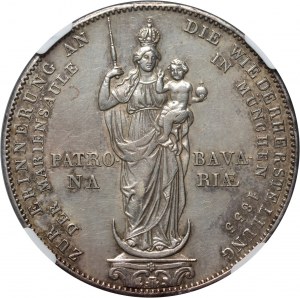 Niemcy, Bawaria, Maksymilian II Józef, 2 guldeny 1855, Monachium, Pomnik Matki Boskiej