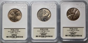 PRL, 1971-1980 proof coin set, (3 pieces), SAMPLE