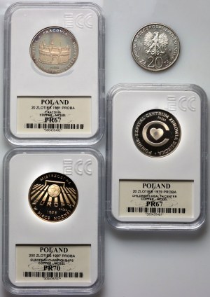 PRL, zestaw monet próbnych z lat 1979-1988, (4 sztuki), PRÓBA