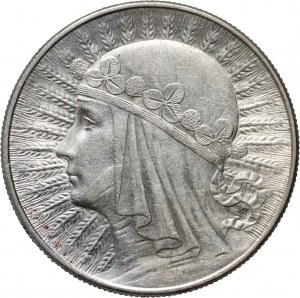 II RP, 10 Zloty 1932, Warschau, Kopf einer Frau