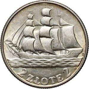 II RP, 2 zloty 1936, Varsavia, Nave a vela