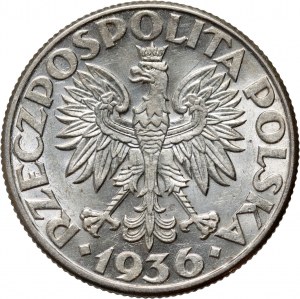 II RP, 2 zloty 1936, Varsavia, Nave a vela
