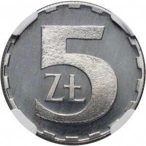 PRL, 5 zloty 1989, francobollo a specchio (PROVA)