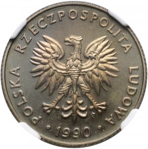 PRL, 20 zloty 1990, francobollo a specchio (PROVA)